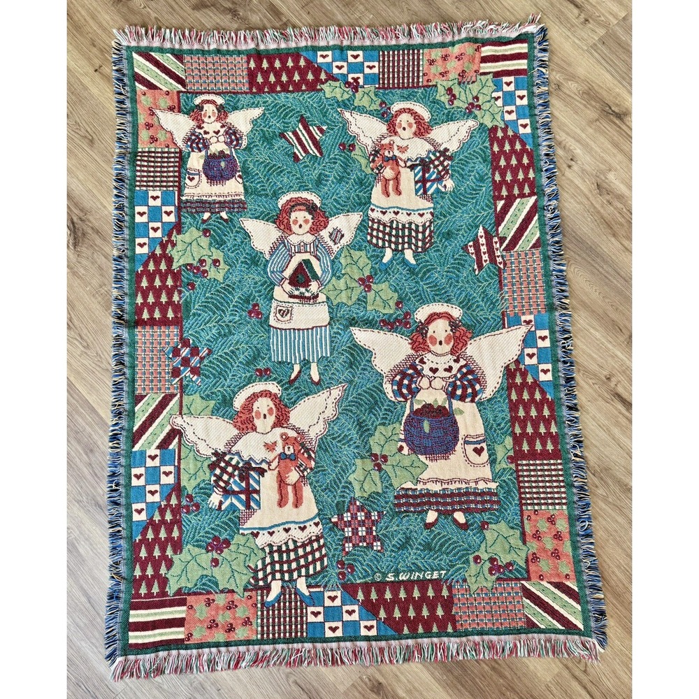 Christmas Tapestry Blanket Angel Choir Throw Goodwin Weavers Susan Winget 46x66"